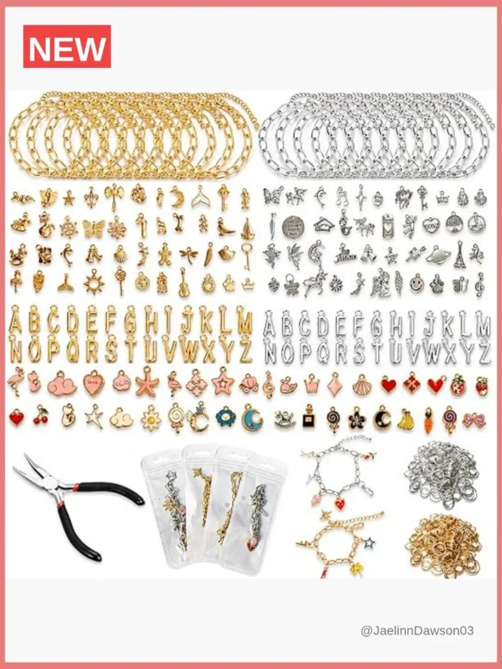 Jewelry Making Kit - 500 Pcs Charm Bracelet DIY Set Stainless Steel